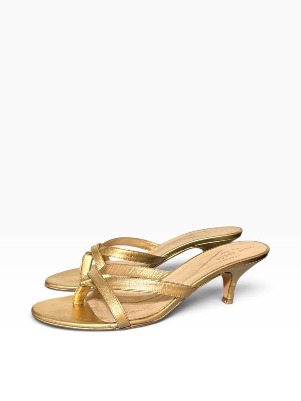 Vintage Y2K Sandals 7 Gold Kitten Heel Vintage Kate Spade Leather Classic Trend